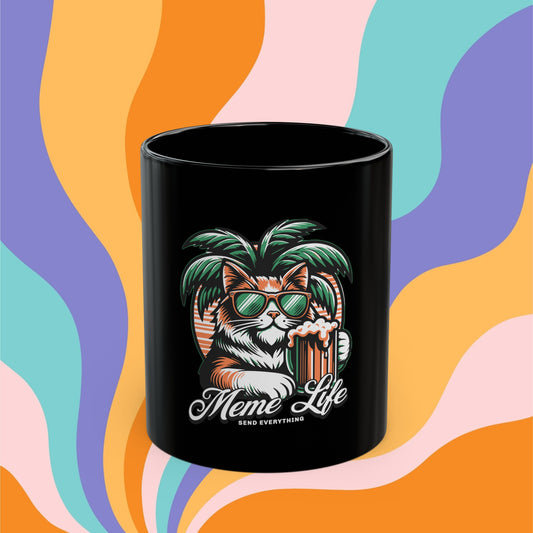 Meme Life Paradise Black Mug